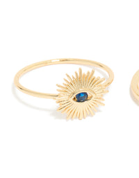 Gold Plated Cubic Zirconia  Evil Eye & Hamsa Hand Rings 4-Pack - link has visual effect only