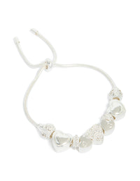 Silver Diamante Heart Charm Toggle Bracelet - link has visual effect only