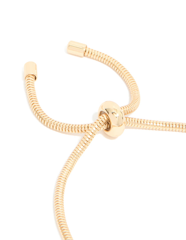 Gold Blue Diamante  & Molten Heart Charm Toggle Bracelet
