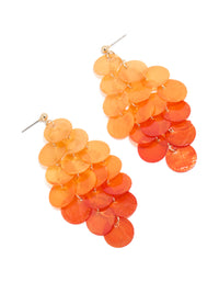 Orange Genuine Shell Layered Discs Waterfall Drop Earrings - link has visual effect only