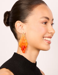 Orange Genuine Shell Layered Discs Waterfall Drop Earrings - link has visual effect only