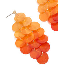 Orange Genuine Shell Layered Discs Waterfall Drop Earrings - link has visual effect only