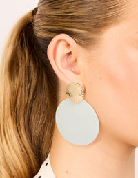 Gold Hammered & White Genuine Shell Drop Earrings - link has visual effect only