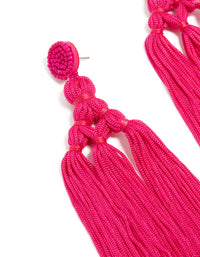 Hot Pink Fabric Tassel Drop Earrings - link has visual effect only
