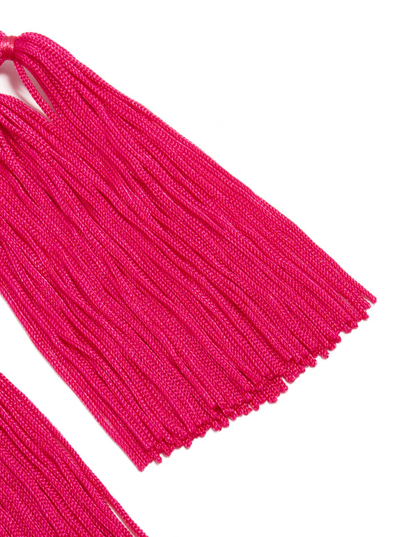 Hot Pink Fabric Tassel Drop Earrings