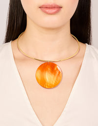 Gold Orange Genuine Shell Disc Torque Necklace - link has visual effect only