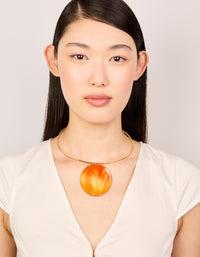 Gold Orange Genuine Shell Disc Torque Necklace - link has visual effect only