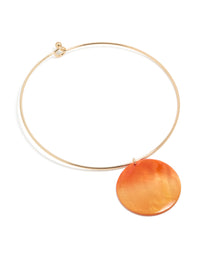 Gold Orange Genuine Shell Disc Torque Necklace - link has visual effect only