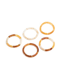 Gold Brown & Orange Acrylic Stretch Bracelets 5-Pack - link has visual effect only