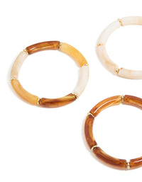 Gold Brown & Orange Acrylic Stretch Bracelets 5-Pack - link has visual effect only