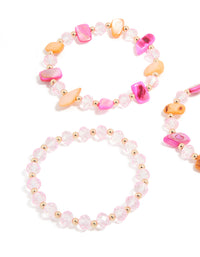 Pink & Orange Beaded Stretch Bracelets 3-Pack - link has visual effect only
