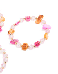 Pink & Orange Beaded Stretch Bracelets 3-Pack - link has visual effect only