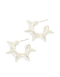 Silver Spike Hoop Earrings - link has visual effect only