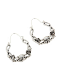 Silver Skull & Roses Hoop Earrings - link has visual effect only