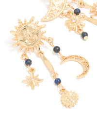 Gold Sun & Moon Semi Precious Stones Drop Earrings - link has visual effect only