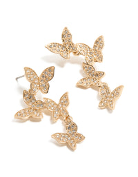 Gold Diamante Butterfly Drop Earrings - link has visual effect only
