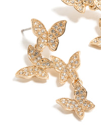 Gold Diamante Butterfly Drop Earrings - link has visual effect only