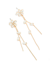 Gold Diamante Flower Chain Drop Earrings - link has visual effect only