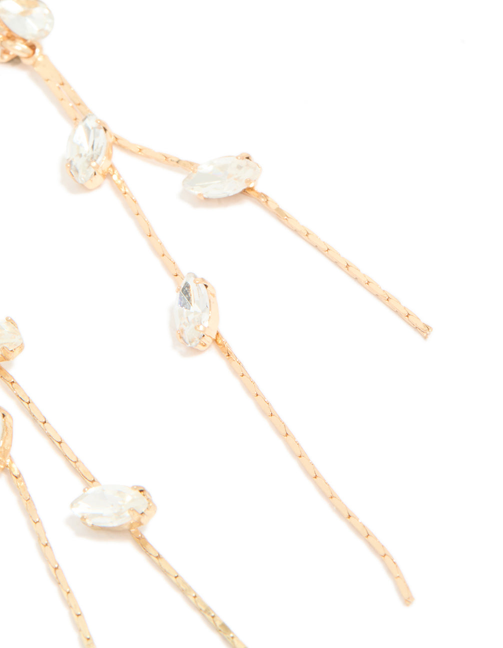 Gold Diamante Flower Chain Drop Earrings