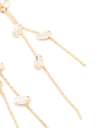 Gold Diamante Flower Chain Drop Earrings - link has visual effect only