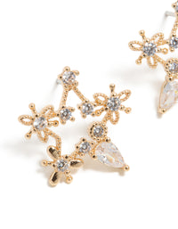 Gold Cubic Zirconia Celestial Star Stud Earrings - link has visual effect only