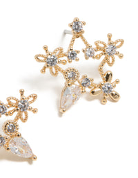 Gold Cubic Zirconia Celestial Star Stud Earrings - link has visual effect only