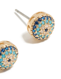 Gold Cubic Zirconia Evil Eye Stud Earrings - link has visual effect only
