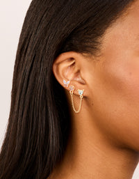 Gold Diamante Butterfly & Chain Earrings Pack - link has visual effect only