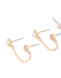 Gold Diamante Butterfly & Chain Earrings Pack - link has visual effect only