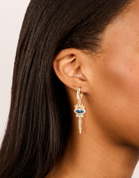 Gold Diamante Evil Eye Huggie Earrings - link has visual effect only