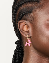 Gold Pink Balloon Dog Huggie Earrings - link has visual effect only