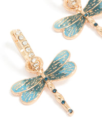 Gold Diamante Dragonfly Huggie Earrings - link has visual effect only