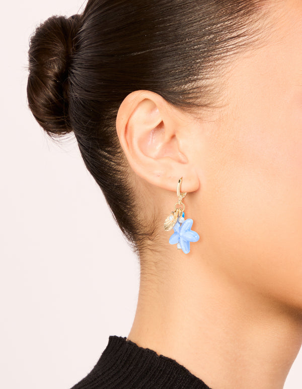Gold Sea Life Charm Huggie Earrings