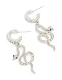 Silver Diamante Snake Huggie Earrings - link has visual effect only