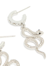 Silver Diamante Snake Huggie Earrings - link has visual effect only