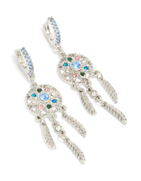 Silver Diamante Dreamcatcher Huggie Earrings - link has visual effect only