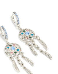 Silver Diamante Dreamcatcher Huggie Earrings - link has visual effect only