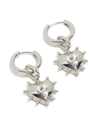 Silver Heart Spike Huggie Earrings - link has visual effect only