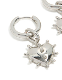 Silver Heart Spike Huggie Earrings - link has visual effect only