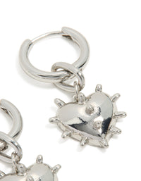Silver Heart Spike Huggie Earrings - link has visual effect only