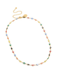 Waterproof Gold Plated Stainless Steel Multicoloured  Evil Eye Charms Necklace - link has visual effect only