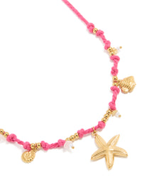 Waterproof Gold Plated Stainless Steel Starfish Cord Charm Necklace - link has visual effect only