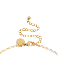 Waterproof Gold Plated Stainless Steel Shell Charm White Cord Necklace - link has visual effect only
