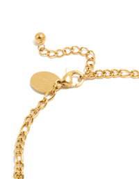 Designed with waterproof gold plated stainless steel featuring aqua beaded and cubic zirconia droplet charms on an anklet closure detail view - link has visual effect only