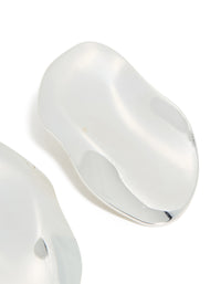 Highlighting silver plated organic wrapped large oval earrings with chunky statement design post detail view - link has visual effect only