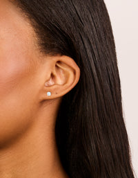 Surgical Steel 3 MM Cubic Zirconia Square Flat Back Studs - link has visual effect only