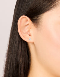 Surgical Steel 4 MM Cubic Zirconia Square Flat Back Studs - link has visual effect only