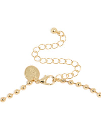 Designed with mixed metal plated cubic zirconia pendant and ball chain necklace featuring crystal in gold clasp detail view - link has visual effect only