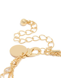 Designed with gold plated cubic zirconia bezel stone bracelets in a 3-pack closure detail view - link has visual effect only