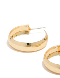 Showcasing gold plated medium and large hoop earrings in a 2-pack post detail view - link has visual effect only